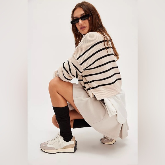 Free People Easy Street Cropped Striped Pullover Oversized Sweater | Size XL - Picture 7 of 14